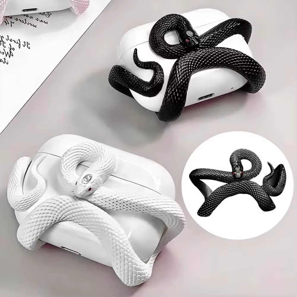 Snake Wireless Earphone Protective Shell Case 3D Winding Snake Resin Decoration Earphone Accessories for Airpods Pro/Pro 1/2/3/4