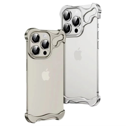 Alien Aluminum Alloy Metal Frame Irregular Phone Case for Iphone 16 15 14 13 17 Pro Max 17Pro Four Corner anti Drop Phone Cover