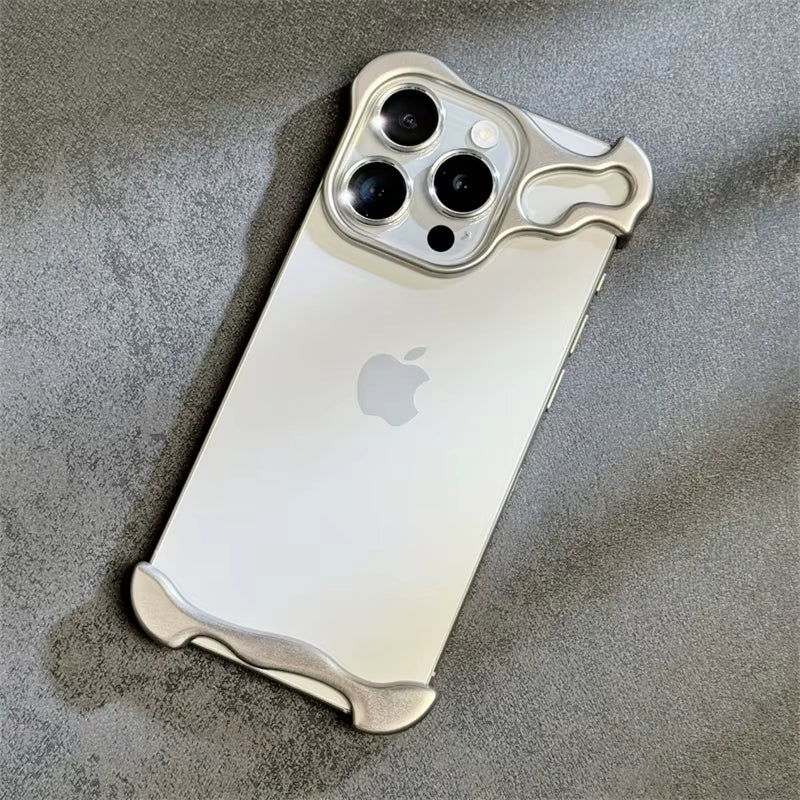 Alien Aluminum Alloy Metal Frame Irregular Phone Case for Iphone 16 15 14 13 17 Pro Max 17Pro Four Corner anti Drop Phone Cover