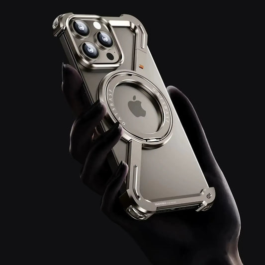 Z -Shape Aluminum Alloy Rimless Magnetic Phone Case for Iphone 17 16 15 14 13 plus Pro Max Metal Holder Magsafe Shockproof Hard