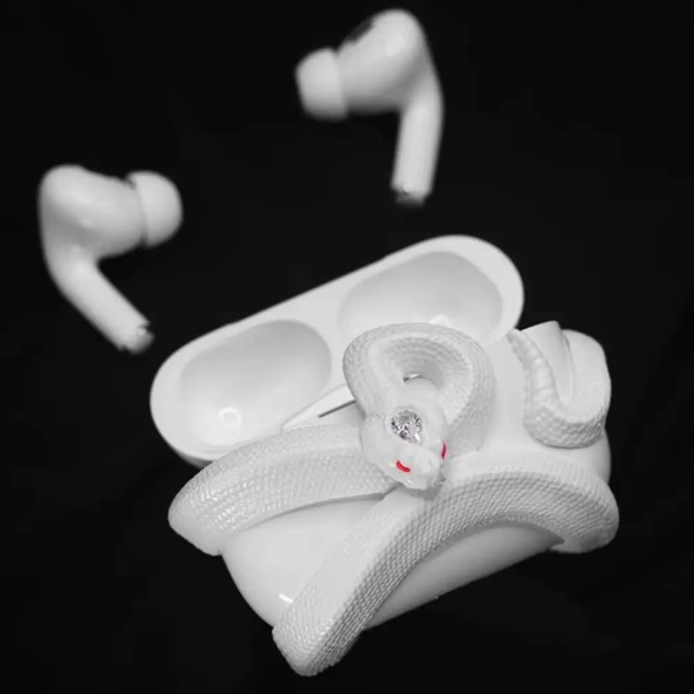 Snake Wireless Earphone Protective Shell Case 3D Winding Snake Resin Decoration Earphone Accessories for Airpods Pro/Pro 1/2/3/4