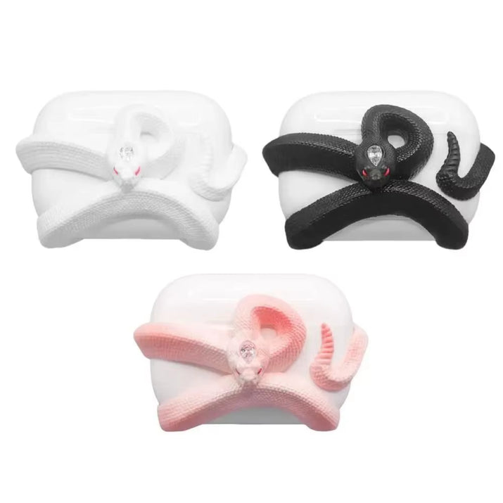 Snake Wireless Earphone Protective Shell Case 3D Winding Snake Resin Decoration Earphone Accessories for Airpods Pro/Pro 1/2/3/4