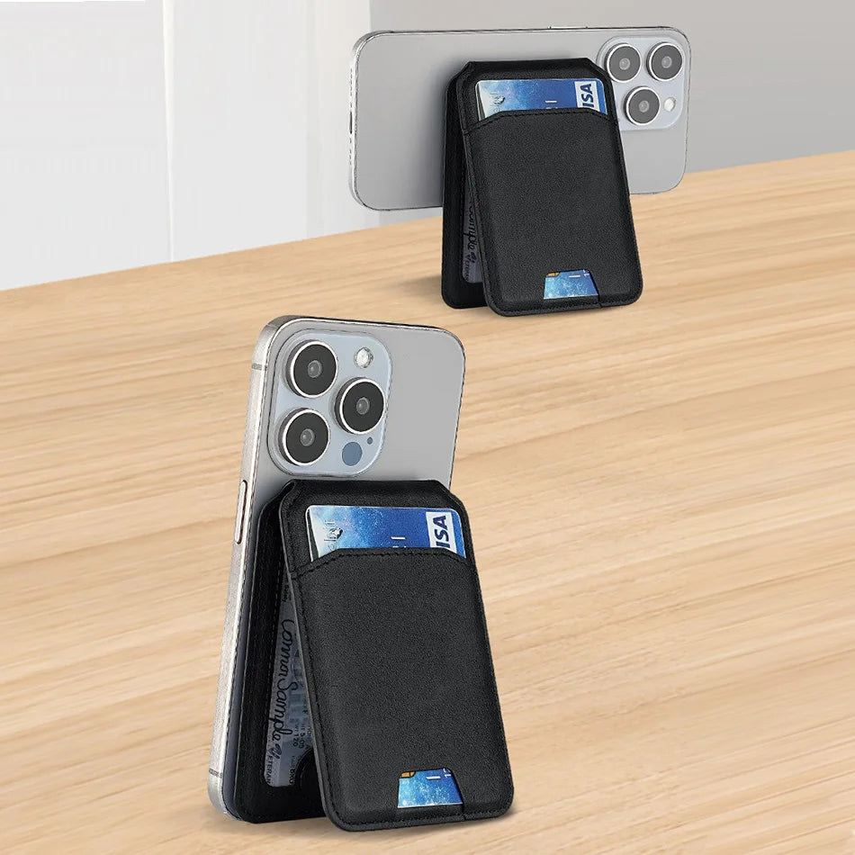 Magnetic Leather MagSafe Wallet and Phone stand
