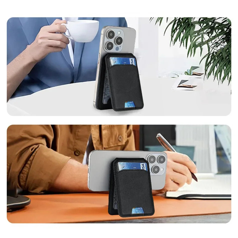 Magnetic Leather MagSafe Wallet and Phone stand