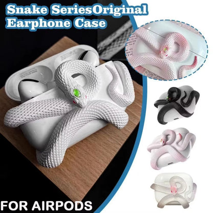 Snake Wireless Earphone Protective Shell Case 3D Winding Snake Resin Decoration Earphone Accessories for Airpods Pro/Pro 1/2/3/4