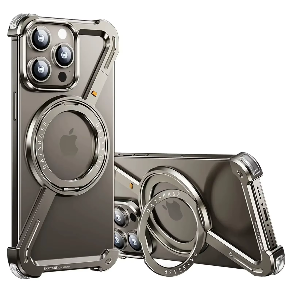 Z -Shape Aluminum Alloy Rimless Magnetic Phone Case for Iphone 17 16 15 14 13 plus Pro Max Metal Holder Magsafe Shockproof Hard