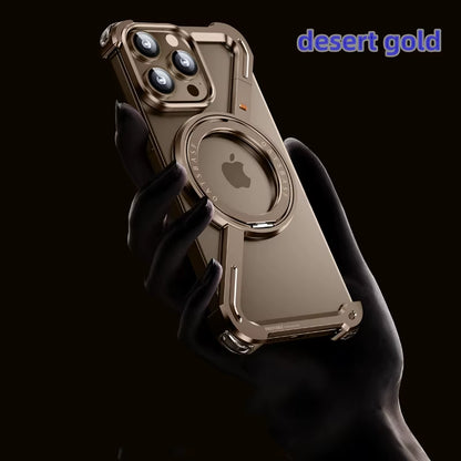 Z -Shape Aluminum Alloy Rimless Magnetic Phone Case for Iphone 17 16 15 14 13 plus Pro Max Metal Holder Magsafe Shockproof Hard